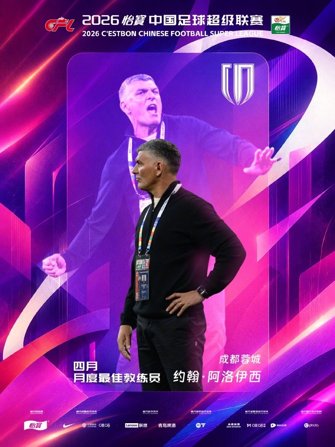 五战全胜领跑积分榜 蓉城主帅阿洛伊西蝉联月最佳 五战全胜领跑积分榜 蓉城主帅阿洛伊西蝉联月最佳