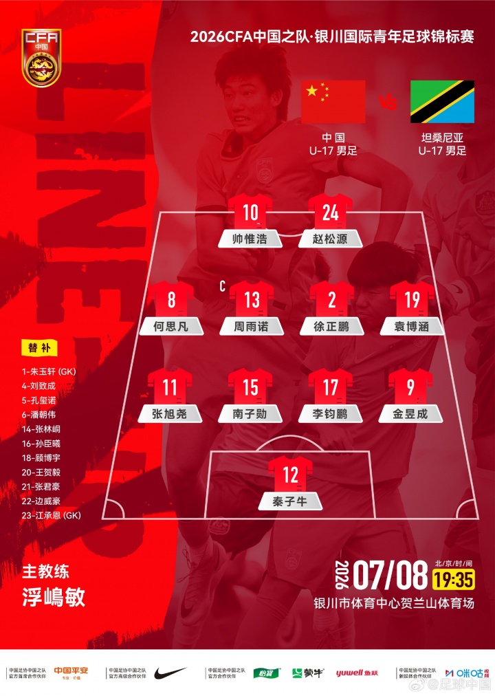 U-17国青首发对阵坦桑尼亚 张洪福杨黔东领衔 U-17国青首发对阵坦桑尼亚 张洪福杨黔东领衔