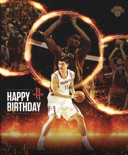火箭官方社媒晒照:祝姚明46岁生日快乐!